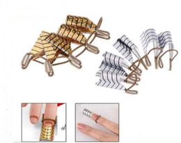 Whole5pcsset Reusable Dual Silver Gold Nail Form For Nail Art Making C Curve Acrylic French Tips9006291