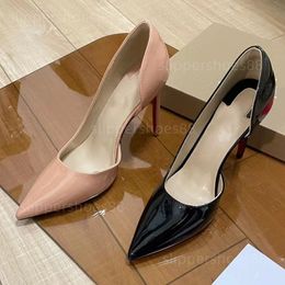Woman Pumps Designer Shoes Heels High Pointy Toe Patent Leather Black Beige White Red Slip on Pump Loafers Womens Wedding Party Evening Formal Shoe 35-42 581