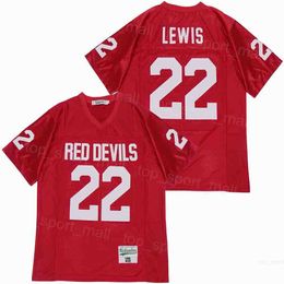 High School Football Kathleen 22 Ray Lewis Jerseys Moive Embroidery and Ed Breathable Pure Cotton Retro Team Red Color College for Sport Fans Pullover Hiphop