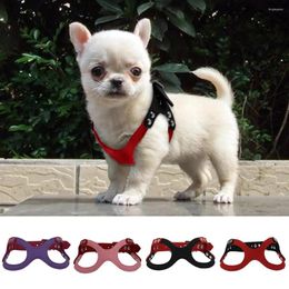 Dog Collars Pet Harness Soft Suede Small For Puppies Chihuahua Adjustable Chest Strap Size S/M #567