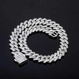 18mm Square Cubic Zircon Cuban Link Chain Necklace Spring Buckle Mens Hip Hop Accessories Chain Party Miami Rapper Curb Chains Shiny CZ Jewellery Bijoux Gift for Men