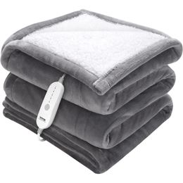 Electric Blanket VEVOR Heated Throw 4 Sizes Soft Flannel Sherpa Heating with 3 Hours Timer Auto off 5 Levels 231118