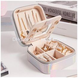 Jewellery Boxes Box Small Waterproof Organiser With Mirror Pu Leather Makeup Holder Double Layer Travel Case For Earrings Rings Neckla Dhuma