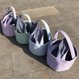 Shopping Bags 10PCS Seersucker Easter Kids4 Colours Ear Tote Handbags Basket Toy Gift Candy Party Supplies For Boys And Girls