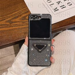 Luxury Triangle P Cell Phone Cases for Samsung Z Flip 5 4 3 Fold5 Fold4 Fold3 iPhone 15promax 15pro 14 13 12 Pro 11 Clear Glitter Rhine Stone Case Bling Shiney Cover