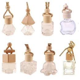 Stock Car Parfym Bottle Home Diffusers Pendant Parfym Ornament Air Freshener för eteriska oljor doft Tomma glasflaskor FY5288 SS1117