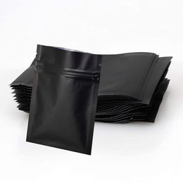 Black Resealable Smell Proof Bags Mylar Bags Matte Black Foil Pouch Double-Sided Flat Zipper Bag Wholesale LX5555