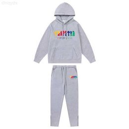 Black Hoodie Trapstar Tracksuit Rainbow Towel Embroidery Decoding Hooded Sportswear Men and Women Suit 5B8D5