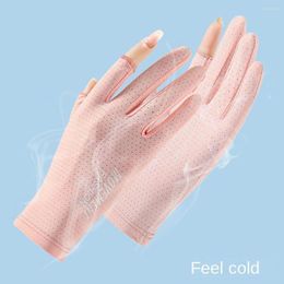 Cycling Gloves 2023 Women Summer Ladies Anti-UV Sunscreen Ice Silk Thin Mesh Breathable Can Be Opened Fingertip Driving
