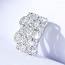 Cluster Rings Luxury Wedding For Women White Cubic Zirconia Brilliant Engagement Jewellery Marriage Party Female Finger