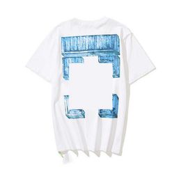 Men's T-shirts Off T-shirts Offs White Irregular Arrow Summer Finger Casual Short Sleeve for and Printed Letter x on the Back Print Oversize V9le