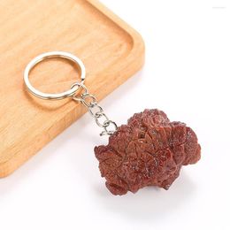 Keychains Food Model Keychain PVC Simulation Beef Chunks Hunk Meat Ornaments Children's Toys Gourmet Po Props Key Chain For Bag Pendant