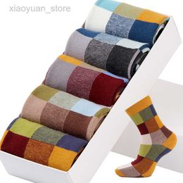Men's Socks Men's Combed Cotton Compression Socks Happy Square Colorful Socks for Men from 39 to 45