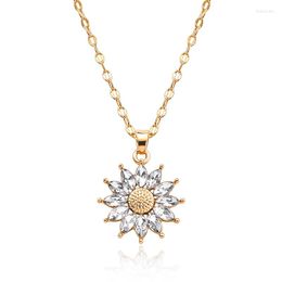 Pendant Necklaces ZOSHI Sun Flower Chains Necklace For Women Luxury Crystal Pearl Beads Choker Collars Wedding Party Jewelry
