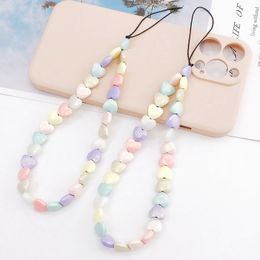 Charm Trendy Colorful Love Heart Bears Telephone Mobile Phone Chain Fashion Women Phone Keychain Anti-Lost Lanyard Jewelry