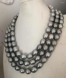 Chains Elegant 10-13mm Baroque South Sea Silver Grey Pearl Necklace 48inch