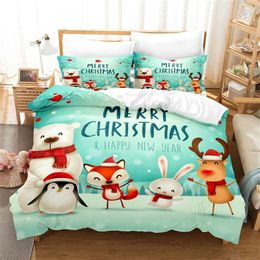 Bedding Sets Merry Christmas Set Duvet Cover Holiday King Quilt Decorative Children's Bedroom El