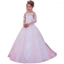 Girl Dresses Arrival White Soft Sweet Kid Flower Lace Mesh Evening Gowns For Wedding Communion Vestido