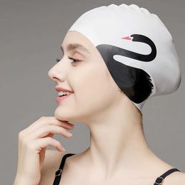 caps Adult High Elastic Girl Cute Cartoon Swimming for Protecting Long Hair and Ears Large Silicone Diving Hat P230531