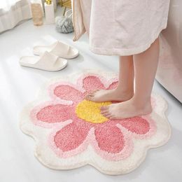Carpets Bedside Blanket Non-slip Strong Water Absorption Flower Shape Bath Floor Mat Bathroom Imitation Cashmere Home Supply