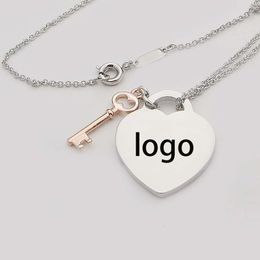 Necklace Couple Chain Love Key Necklace Female t Heart Shaped English Hanging Tag Bone