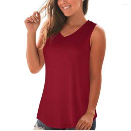 Men's Tank Tops XSM Women V-Neck Sleeveless Elegant Casual T-Shirt Solid Colour Pullover