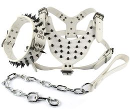 Cool Spiked Studded Leather Dog Harness Rivets Collar And Leash Set For Medium Large Dogs Pitbull Bulldog Bull Terrier 2 bbyxek2801943