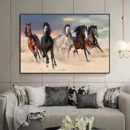 Canvas Painting Modern Black And White Horses Running Oil HD Print on Poster Wall Art Picture for Living Room Sofa Cuadros