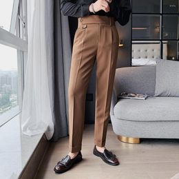 Men's Suits Slim-fitting Buttons Suit Trousers Men Pants Non-Iron Dressing