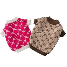 Designer Dog Clothes Warm Pet Sweater Brands Dog Apparel for Small Medium Dogs Classic Jacquard Letter Pattern Cat Sweaters Winter Pets Sweatshirts Coat Khaki L A352