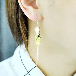 Backs Earrings Women's 925 Coloured Gold-Plated Sterling Silver Tassel Long Fashion Colourful 2023 High-Profile Figu