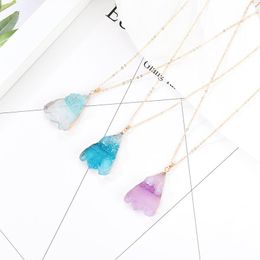 Pendant Necklaces Geometric Triangle Colorful Crystal Pendants For Women Golden Color Wild Thin O Chain Charm Collier Collar