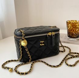 Classic Women's Bag Rhombus Chain Bags Small Golden Balls Square Bag Crossbody Waist Bags Makeup Lipstick Pack