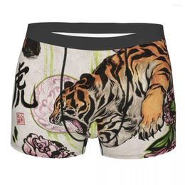 Underpants Tiger Flowers Chinese Words Boxer Shorts For Men 3D Printed Male Animal King Underwear Panties Briefs Stretch