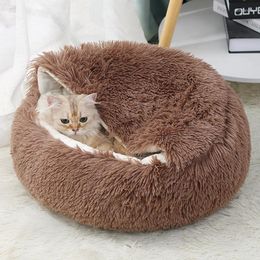 Cat Beds Long Plush Couch For Cats Dog Bed Mat Sofa Sleeping Soft Warm Pet Basket Cat's House Nest Puppy Round Bag Mats