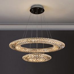 Light Luxury Crystal Chandelier Art Ring Living Room Dining Room Bedroom Lamps Indoor Lighting Home Decoration Led Chandelier