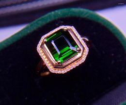 Cluster Rings E422 Fine Jewellery 18K Gold Natural Green Tourmaline Gemstones 3.1ct Diamonds Male's Wedding Man's
