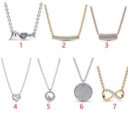 Pandoras Platin versilbert, neues ewiges Symbol, Muttertag, modische Luxus-Klassiker-Designer-Halskette, Schlüsselbeinkette für Damen