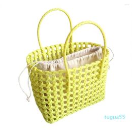 Shoulder Bags Straw Beach Bag Hollow Square Large Capacity Portable Shopping Basket Storage Supplies