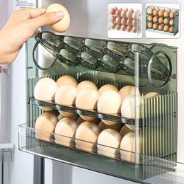 Storage Bottles Egg Holder 3-Layer Flip Refrigerator Organizer Reusable Container Large 30 Box