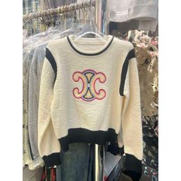 womens designer hoodie Triumphal Arch Embroidery Pullover Colour Block 2023 Autumn/winter New Contrast Style Long Sleeve Knit