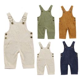 Overalls Toddler Baby Boys Suspender Pants Overalls Solid Colour Corduroy Pocket Trousers Casual Loose Toddler Bib Pants Baby Clothing 230419