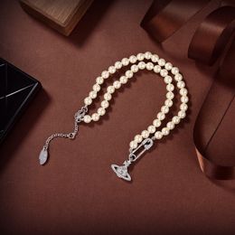 Fashion Designer Brand Pendant Necklaces Saturn Luxury Women Chokers Jewellery Metal Pearl Planet Necklace cjeweler For Woman Chain g43