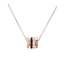 Quality Women's Korean-Style Titanium Steel Rose Gold Short Necklace Diamond Inlaid Clavicle Chain Small Waist Full Diamond Pendant Elegant Jewellery