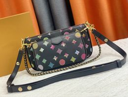 Designer womens shoulder bag luxury handbags Multicolor flower letters chains bags Top-quality leather small crossbody purses ladies fashion clutch wholesale