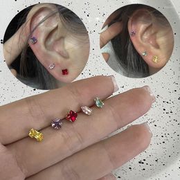 Stud Earrings Cartilage Kit For Teen Girls Geometric Multicolor Zircon Korean Fashion Silver Colour Women Mini Ear Jewellery KAE257