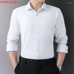 Men's Dress Shirts 2023 Spring And Autumn Men's Long-sleeved Shirt Youth Business Lapel Solid Color Thin Non-ironing