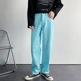 Men's Jeans Korean Wide-leg Fashion Casual Blue Green Orange Gray White Men Streetwear Straight-leg Denim Trousers Mens