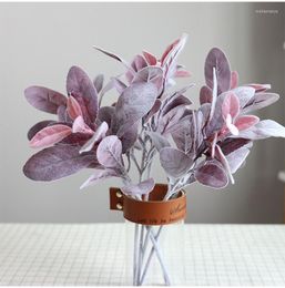 Decorative Flowers 38cm Artificial Desktop Plants Red Colour Plastic Flocking Leaf Flower Arrangement Material Office Home El Deco Wedding