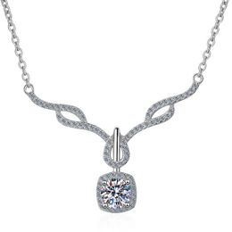 Chains AZ036-X810F Lefei Fashion Trendy Luxury Classic 0.8 Ct Moissanite Deer Square Necklace For Women 925 Silver Party Charms Jewelry